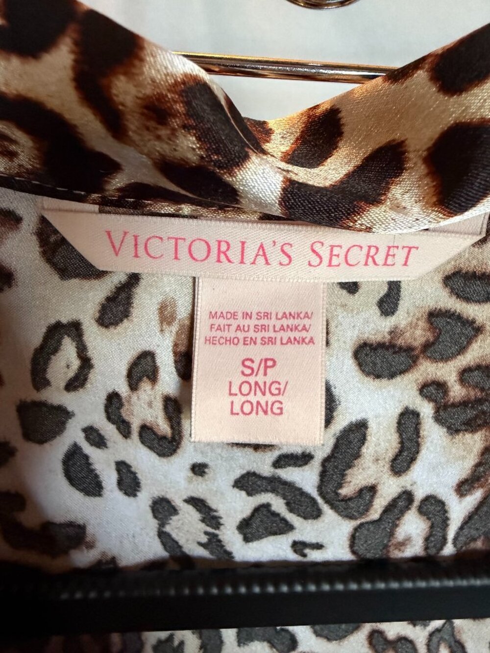 Victoria’s Secret Leopard Print Satin Long Pajama Set Size S/P